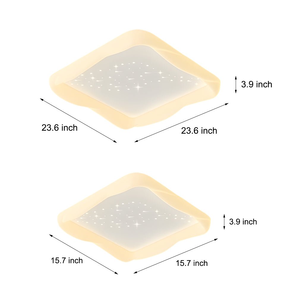 Square Star Flush Mount Ceiling Light with 3-Step Dimming