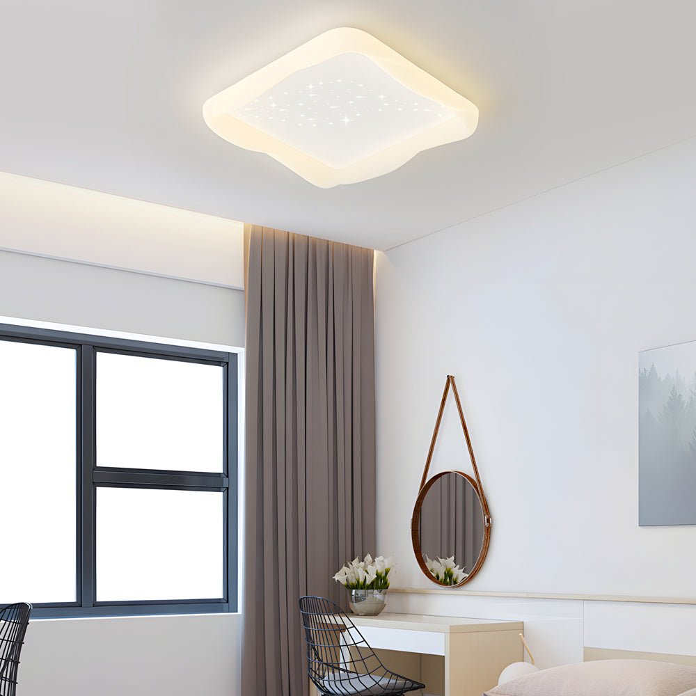 Square Star Flush Mount Ceiling Light with 3-Step Dimming