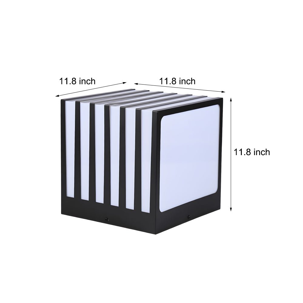 Modern Square Outdoor Post Light Waterproof Black Galvanized Metal