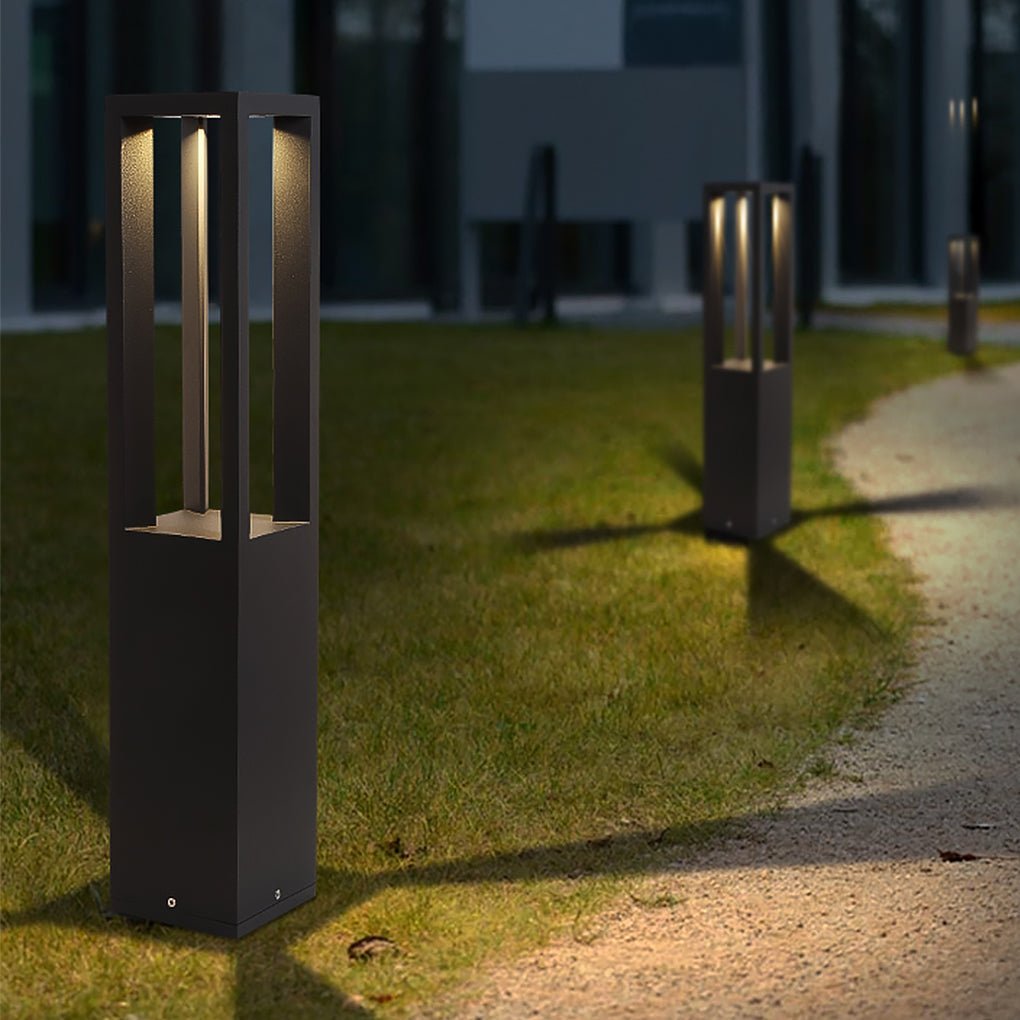 Square Aluminum LED Outdoor Landscape Lawn Light - Industrial Style
