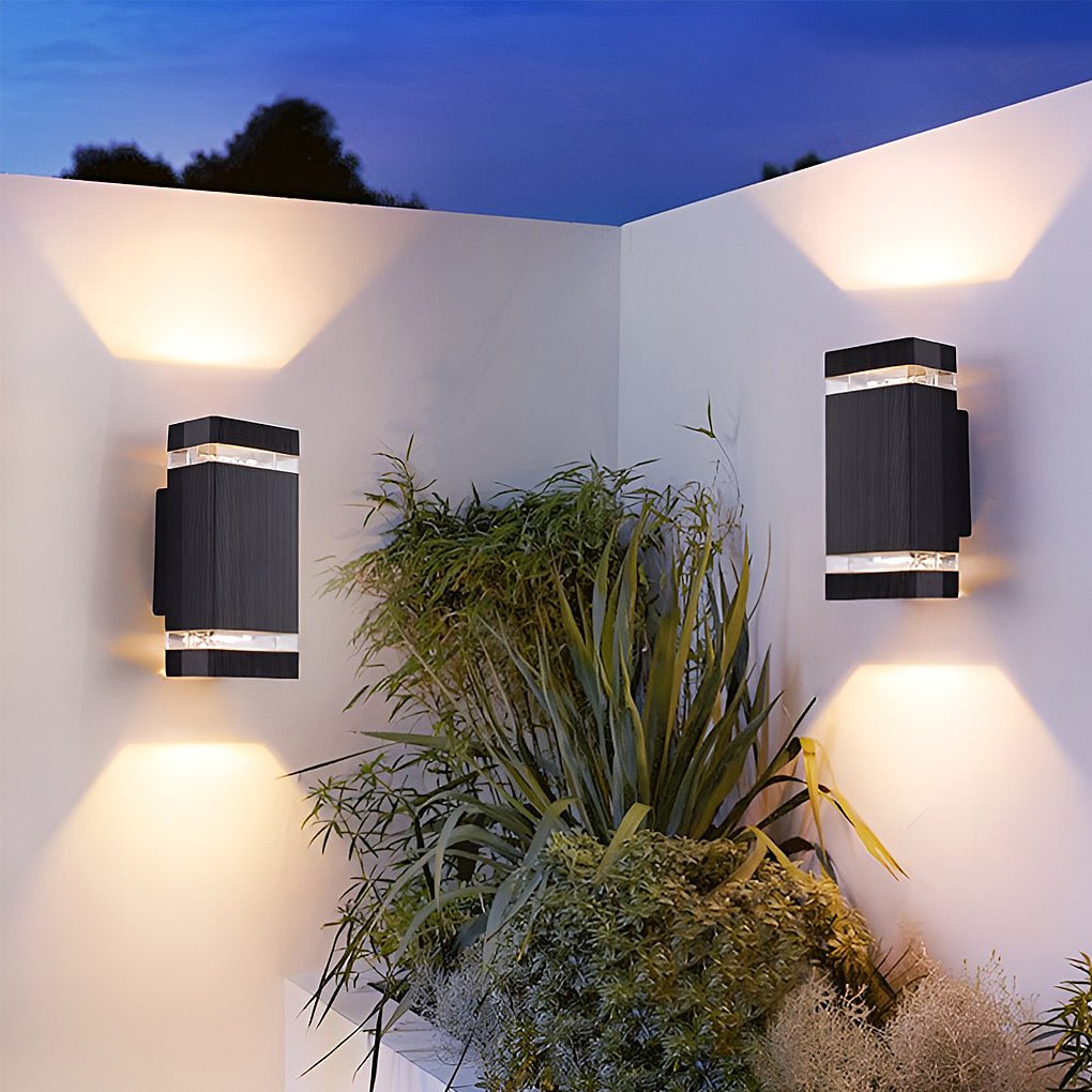 Square LED Outdoor Wall Light | Up Down Industrial Sconce