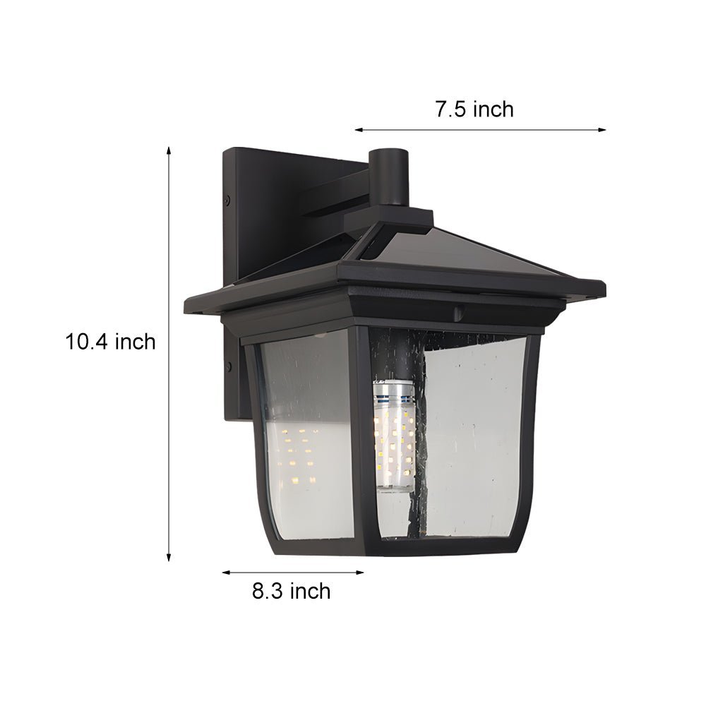 Modern Solar Outdoor Wall Light Black Aluminum Glass Waterproof