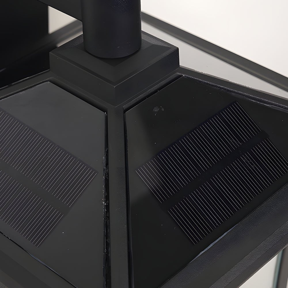 Modern Solar Outdoor Wall Light Black Aluminum Glass Waterproof