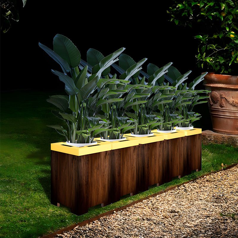 Square Solar Illuminated Planter with LED RGB Light - Outdoor