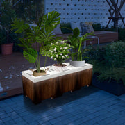 Square Solar Illuminated Planter with LED RGB Light - Outdoor