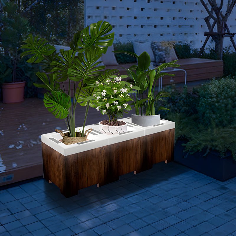 Square Solar Illuminated Planter with LED RGB Light - Outdoor