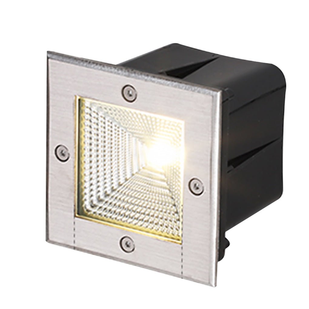 Square Recessed LED Step Light - Stainless Steel Outdoor Wall Light