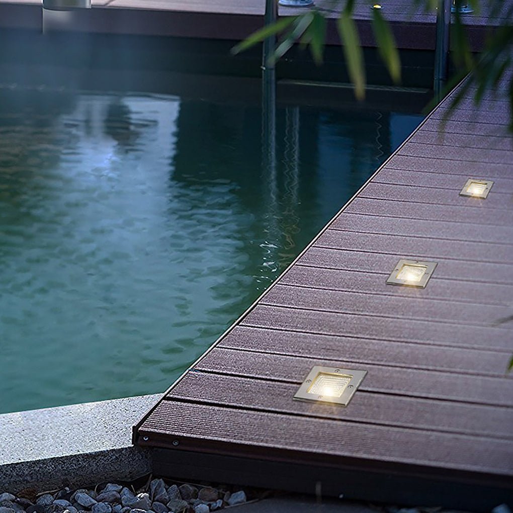 Square Recessed LED Step Light - Stainless Steel Outdoor Wall Light