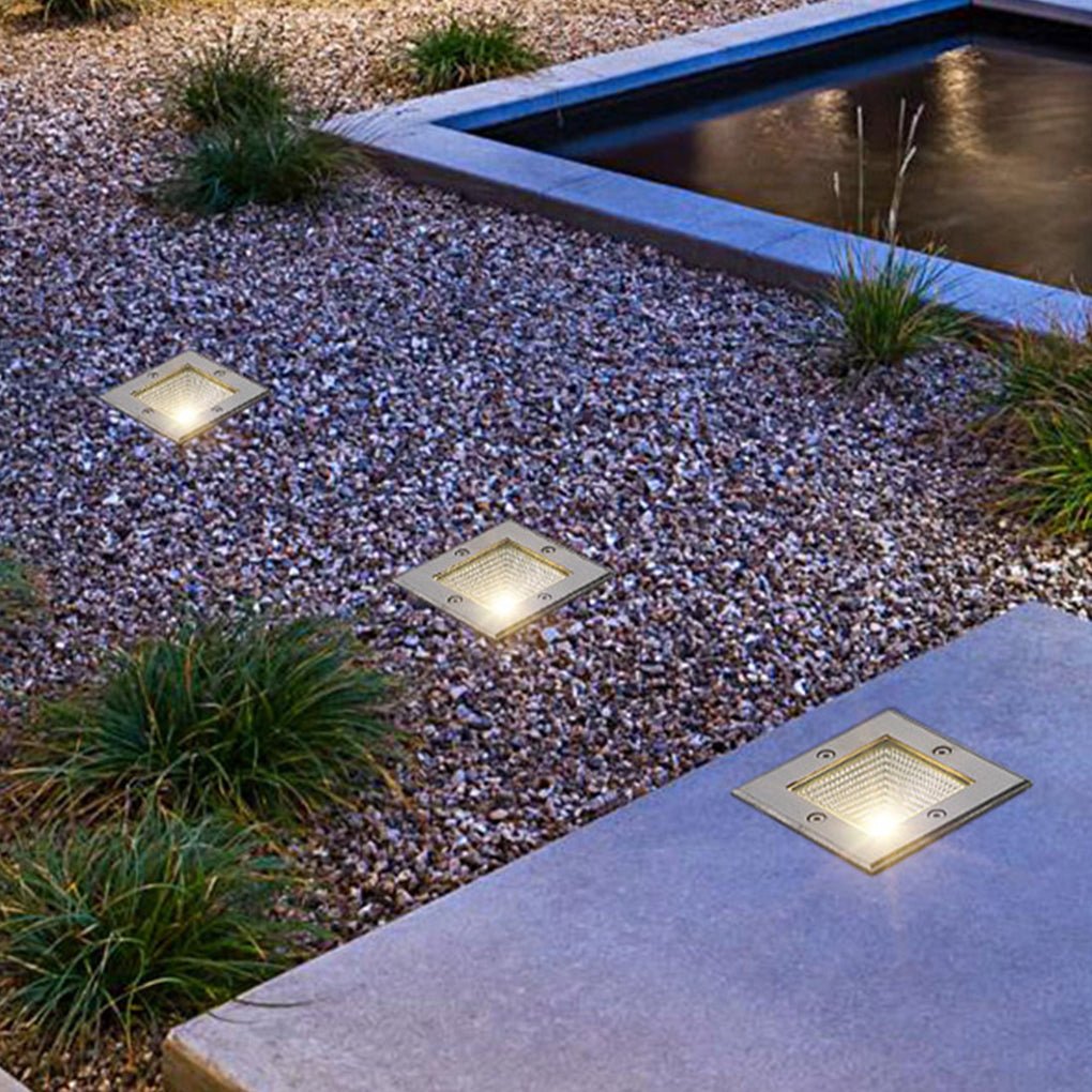 Square Recessed LED Step Light - Stainless Steel Outdoor Wall Light