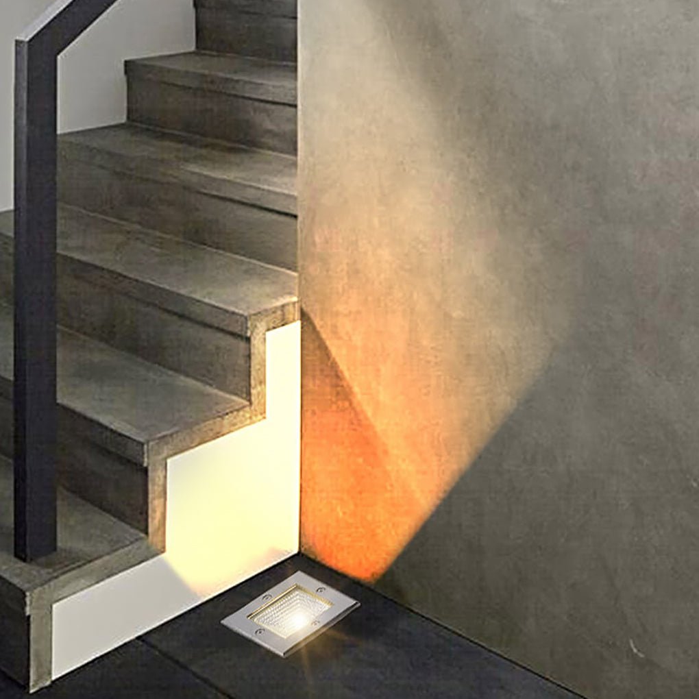 Square Recessed LED Step Light - Stainless Steel Outdoor Wall Light