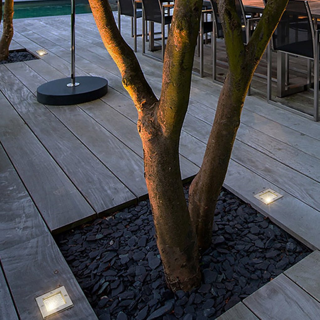 Square Recessed LED Step Light - Stainless Steel Outdoor Wall Light