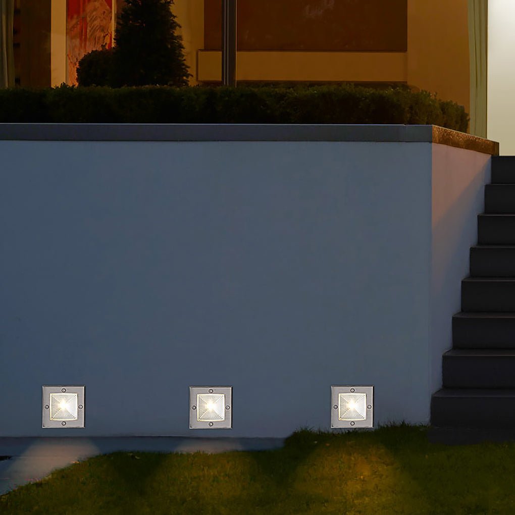 Square Recessed LED Step Light - Stainless Steel Outdoor Wall Light