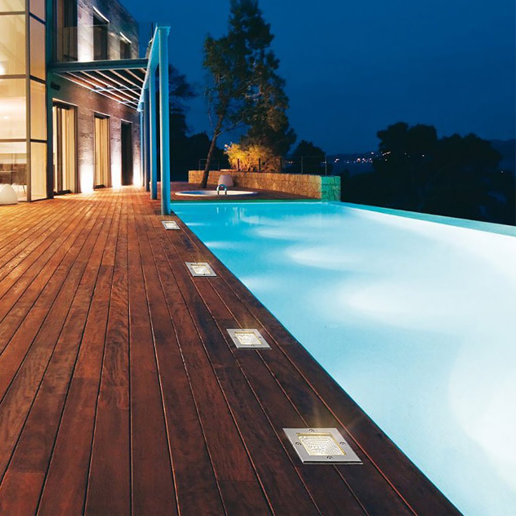 Square Recessed LED Step Light - Stainless Steel Outdoor Wall Light