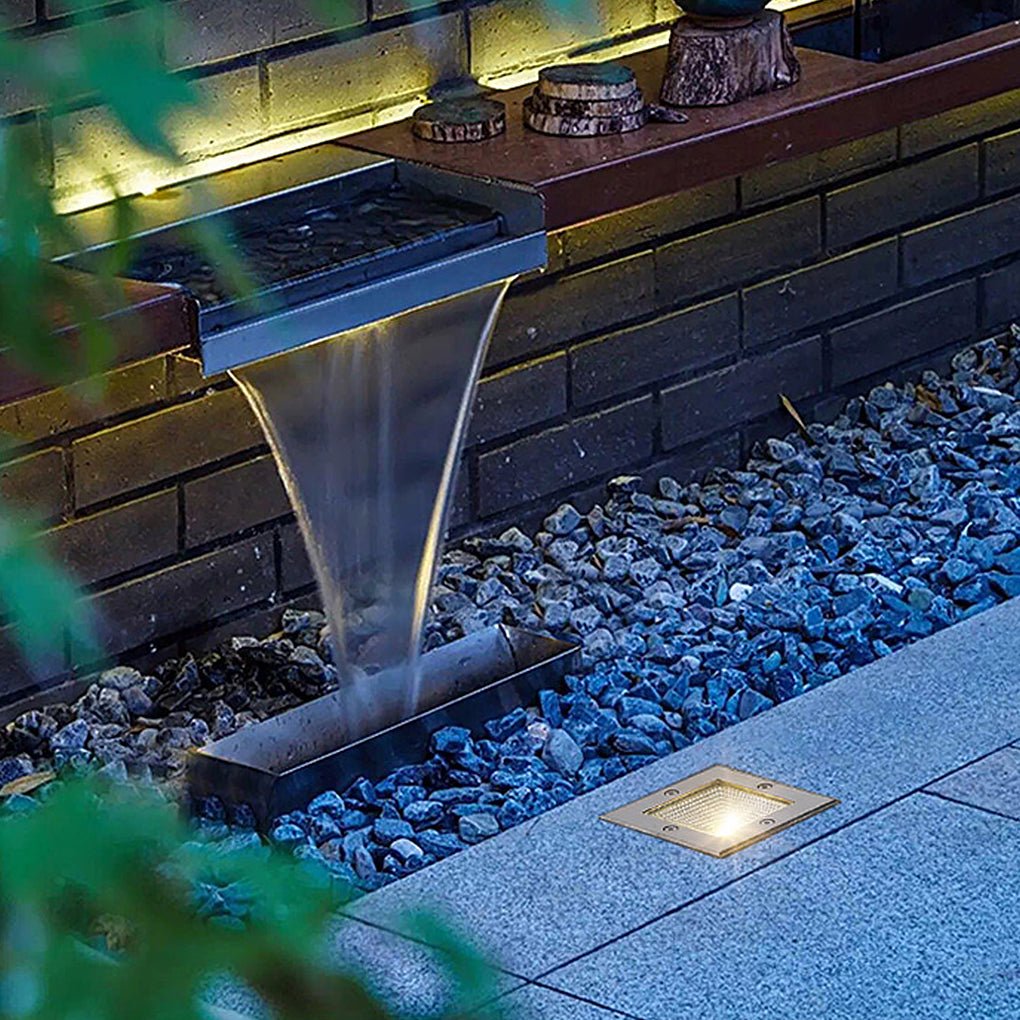 Square Recessed LED Step Light - Stainless Steel Outdoor Wall Light