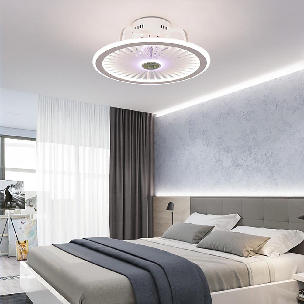 Modern Bladeless Ceiling Fan with Dimmable LED Light - Black/White