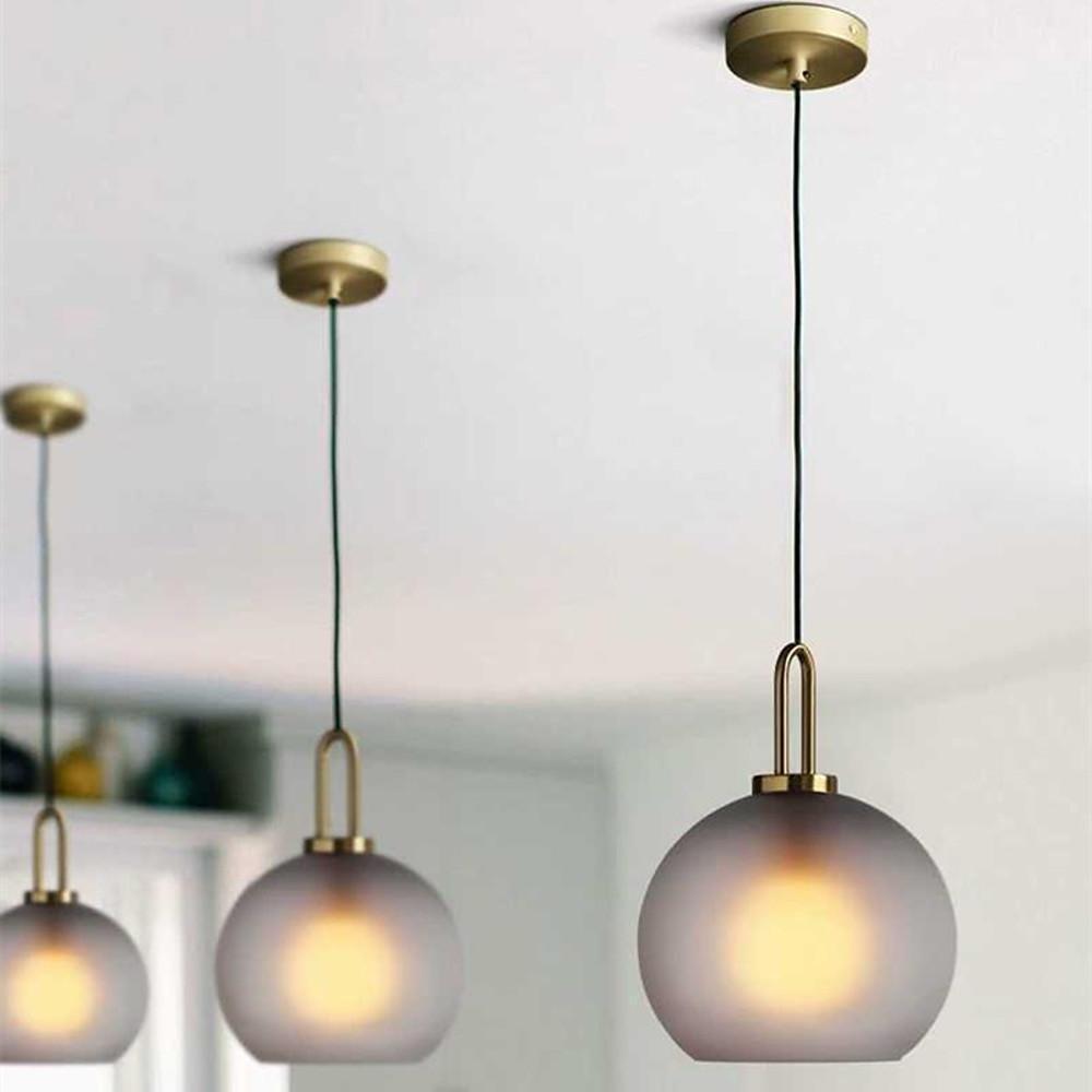 Nordic Industrial Glass Globe Pendant Light with Metal Frame