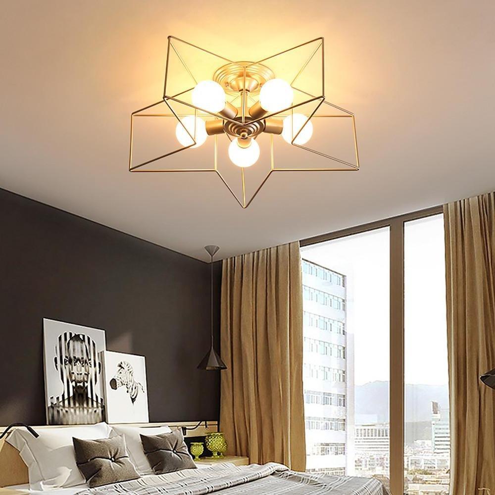 Star Design Modern Flush Mount Ceiling Light – 5-Light Metal Fixture