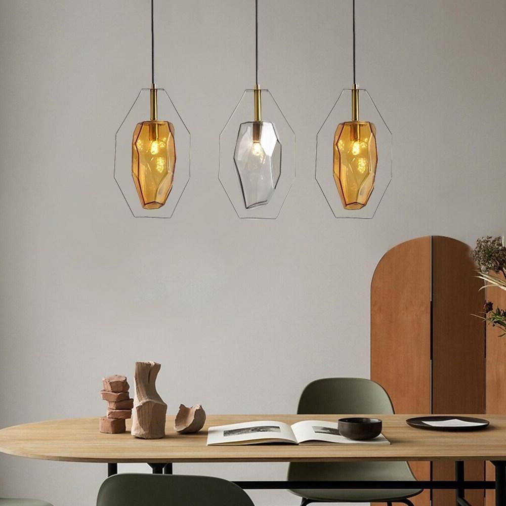 Nordic Glass Pendant Light with Electroplated Metal Finish