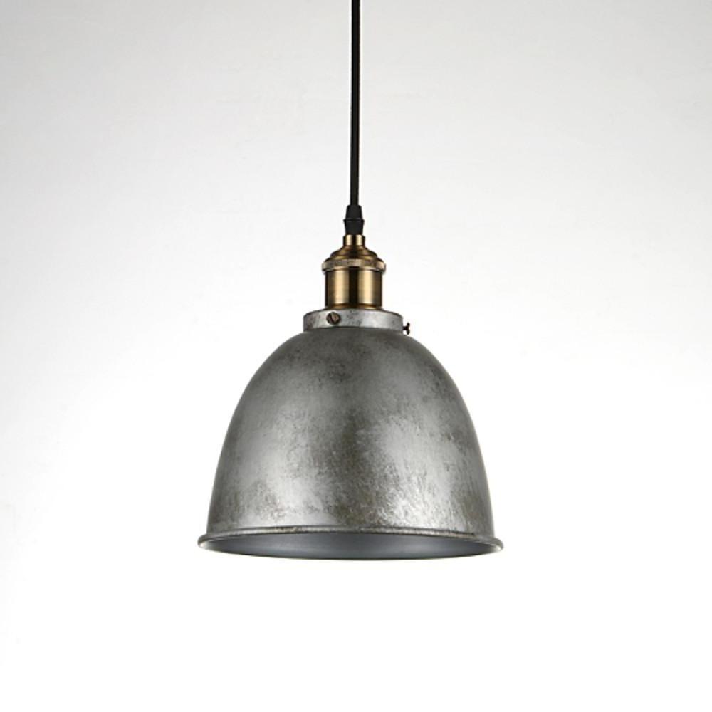 8" White Industrial Dome Pendant Light Metal Bowl Shade