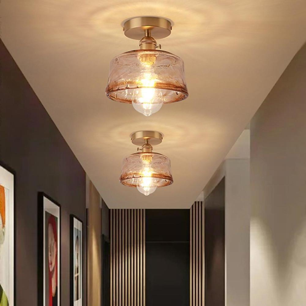 Glass Lantern Nordic Semi-Flush Mount Ceiling Light
