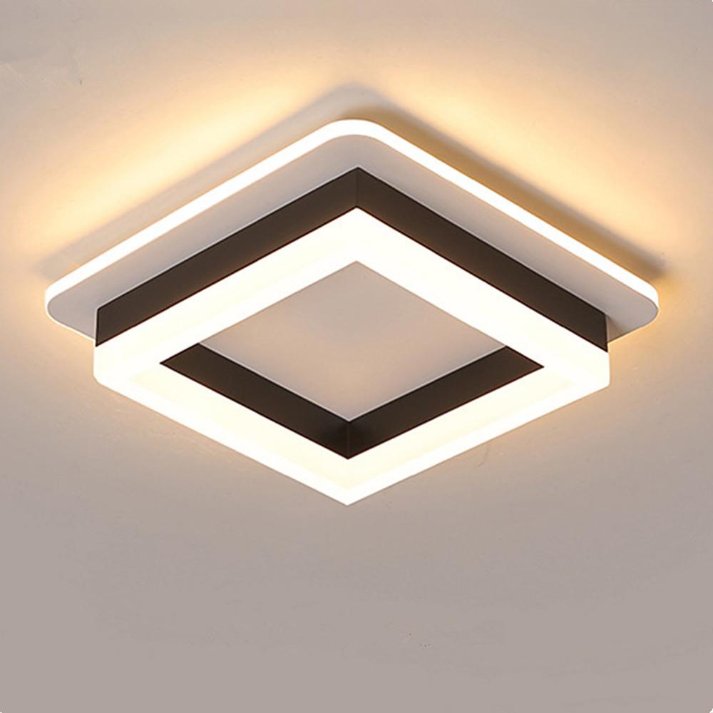 Modern Square LED Flush Mount Ceiling Light Metal Acrylic