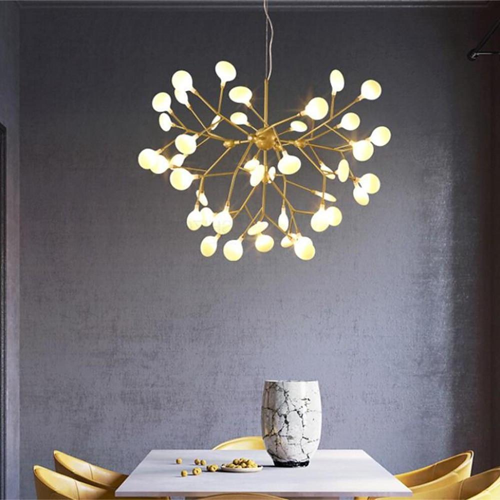 45-Light Sputnik Chandelier with Copper & Glass LED Design