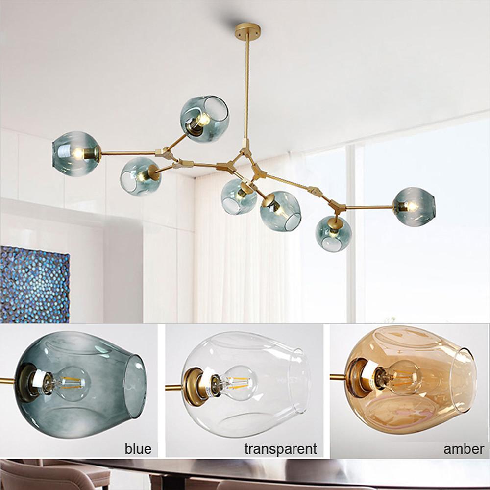 Sputnik Industrial Glass Chandelier with Customizable Shades