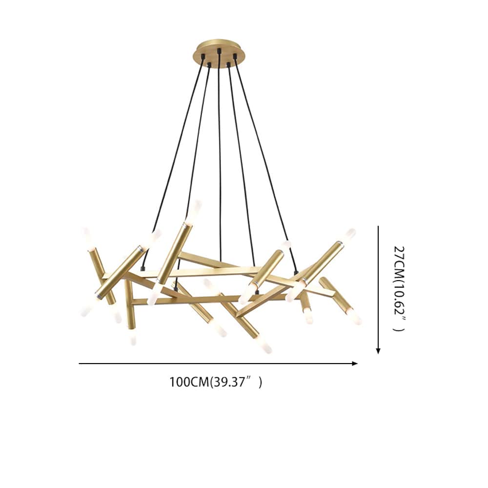 Modern Industrial Sputnik Chandelier - Black & Gold Metal