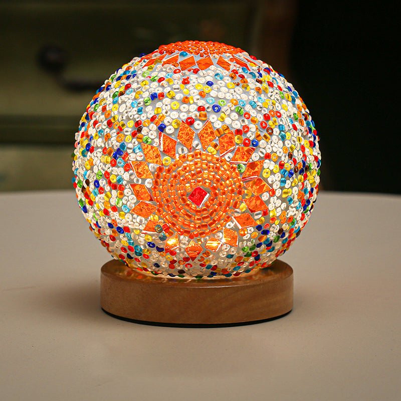 Mosaic Glass Table Lamp with LED & Remote Control