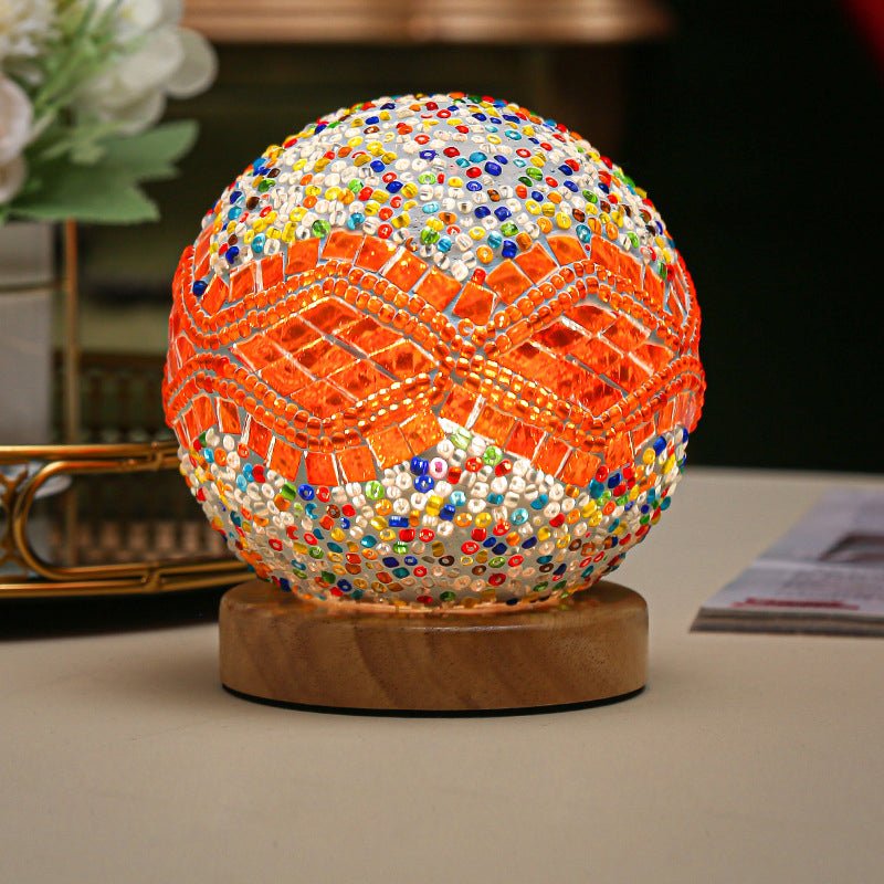 Mosaic Glass Table Lamp with LED & Remote Control