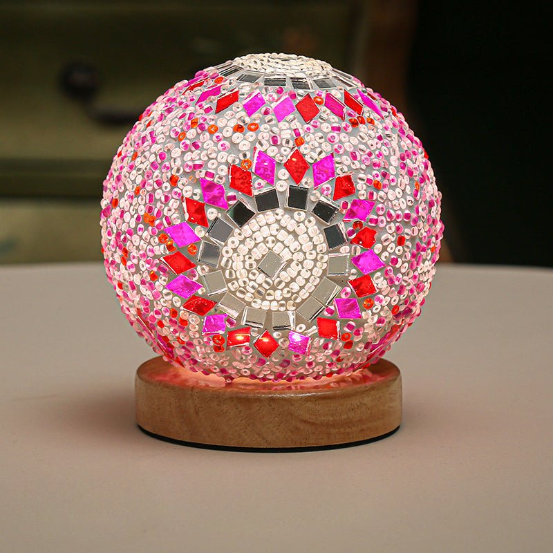 Mosaic Glass Table Lamp with LED & Remote Control