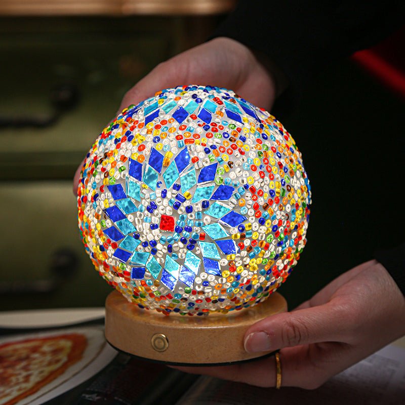 Mosaic Glass Table Lamp with LED & Remote Control