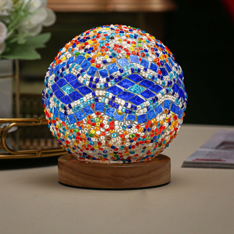 Mosaic Glass Table Lamp with LED & Remote Control