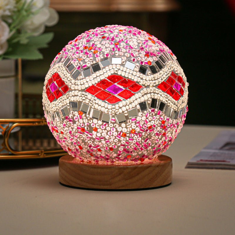 Mosaic Glass Table Lamp with LED & Remote Control