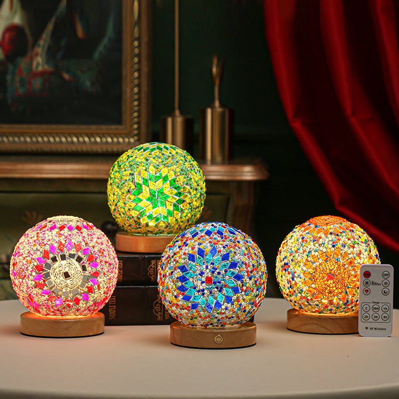 Mosaic Glass Table Lamp with LED & Remote Control