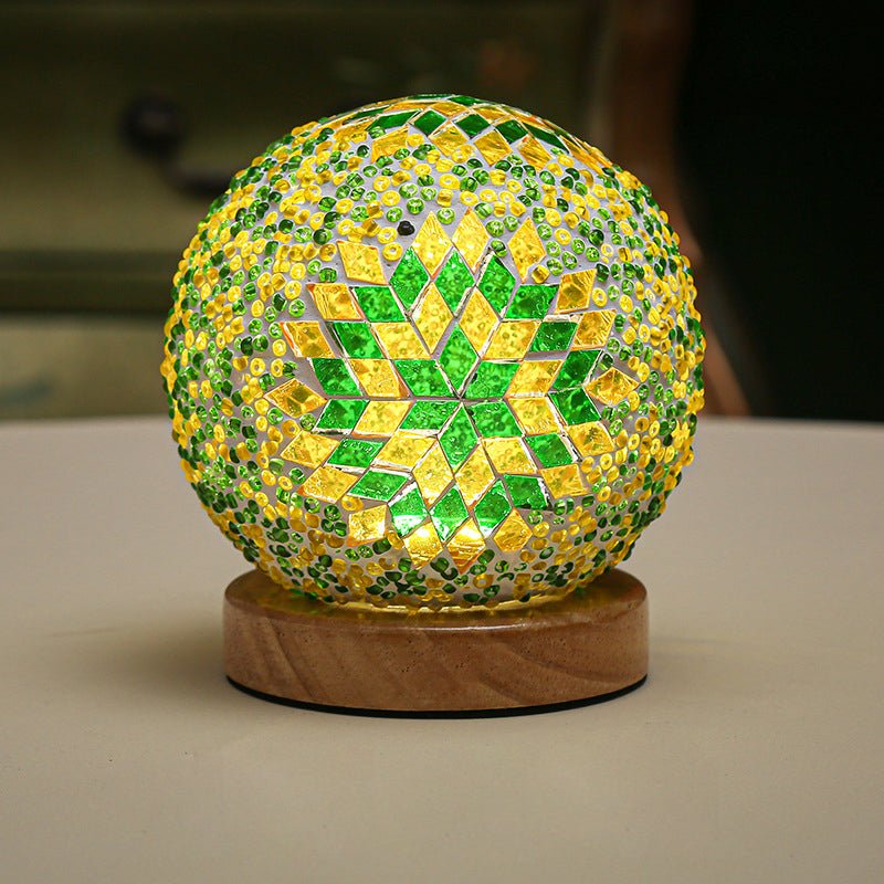 Mosaic Glass Table Lamp with LED & Remote Control