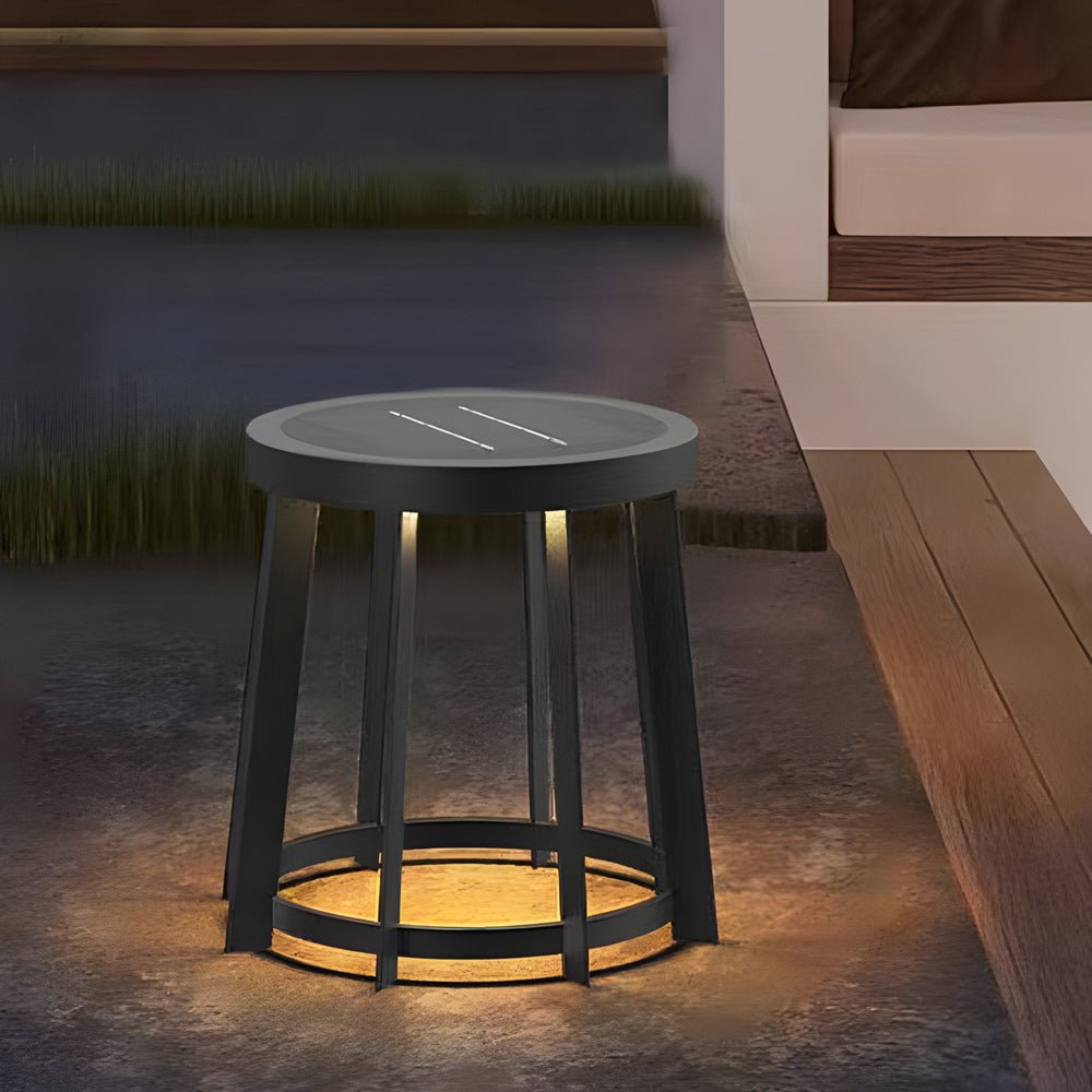 Modern Round Stool Solar Outdoor LED Light - Dual Purpose