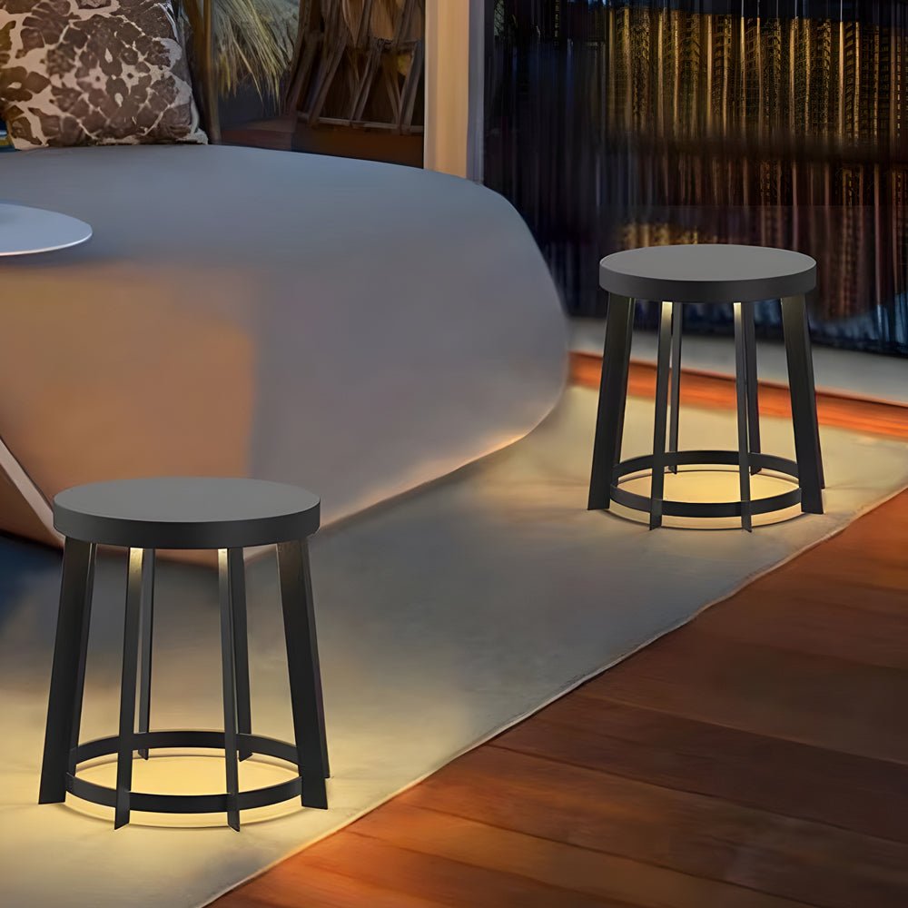 Modern Round Stool Solar Outdoor LED Light - Dual Purpose