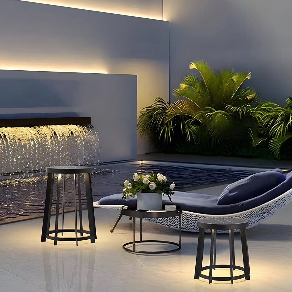 Modern Round Stool Solar Outdoor LED Light - Dual Purpose