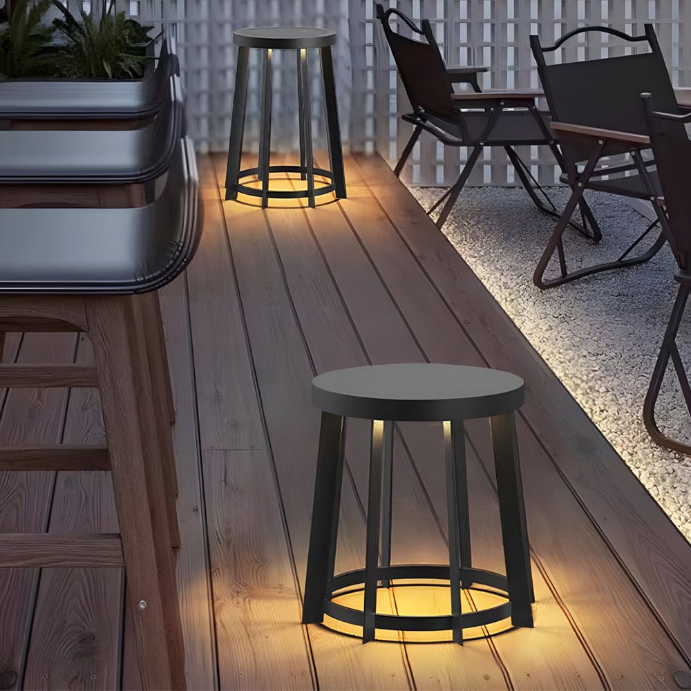 Modern Round Stool Solar Outdoor LED Light - Dual Purpose