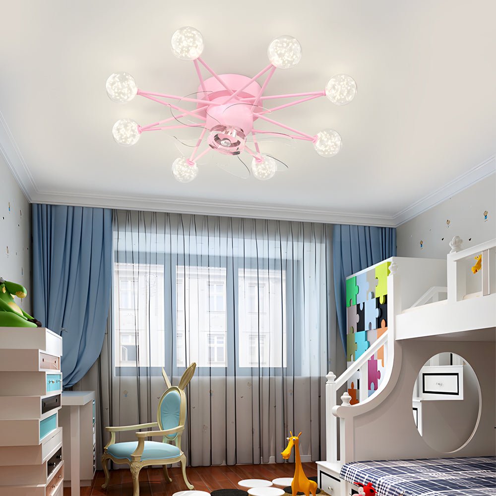 Star Sphere Modern Ceiling Fan with Light 3-Step Dimming