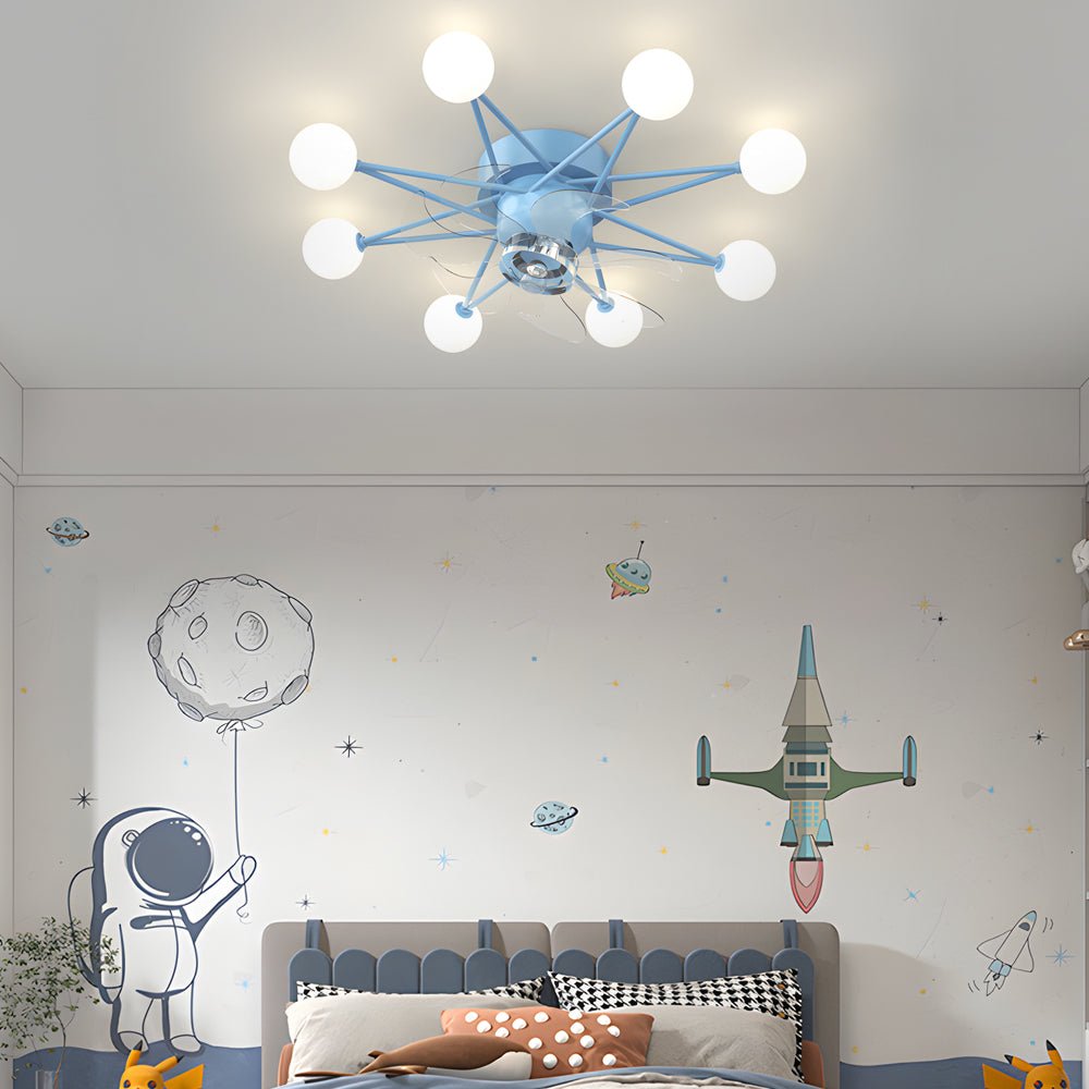 Star Sphere Modern Ceiling Fan with Light 3-Step Dimming