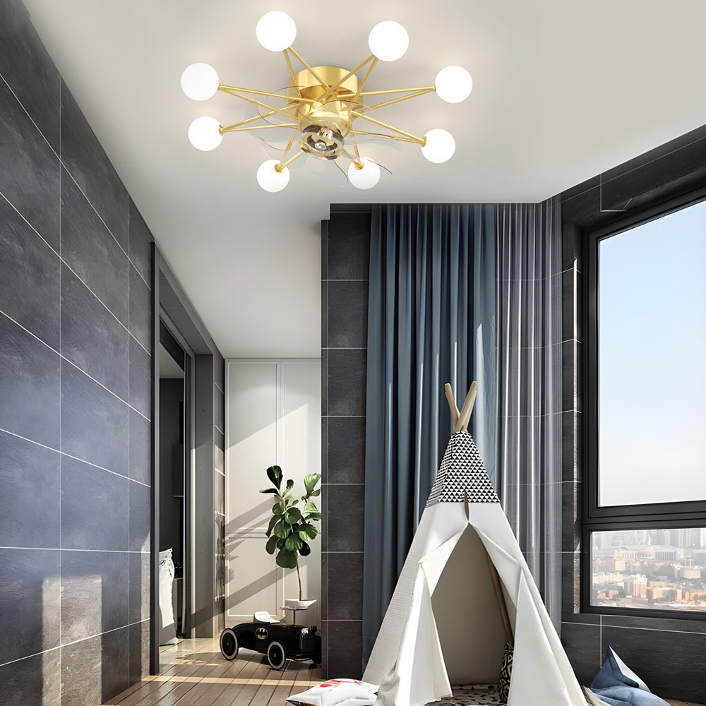Star Sphere Modern Ceiling Fan with Light 3-Step Dimming