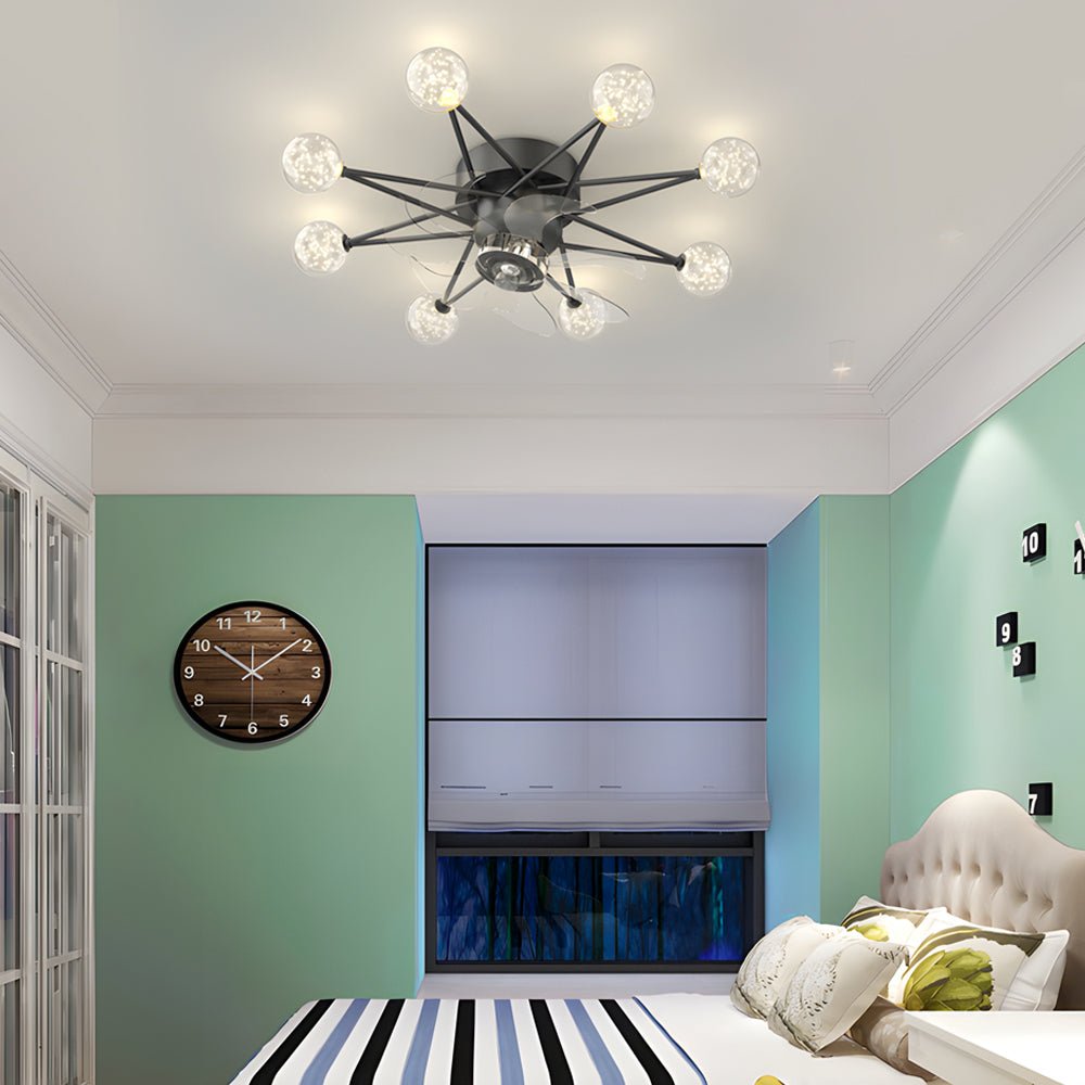 Star Sphere Modern Ceiling Fan with Light 3-Step Dimming