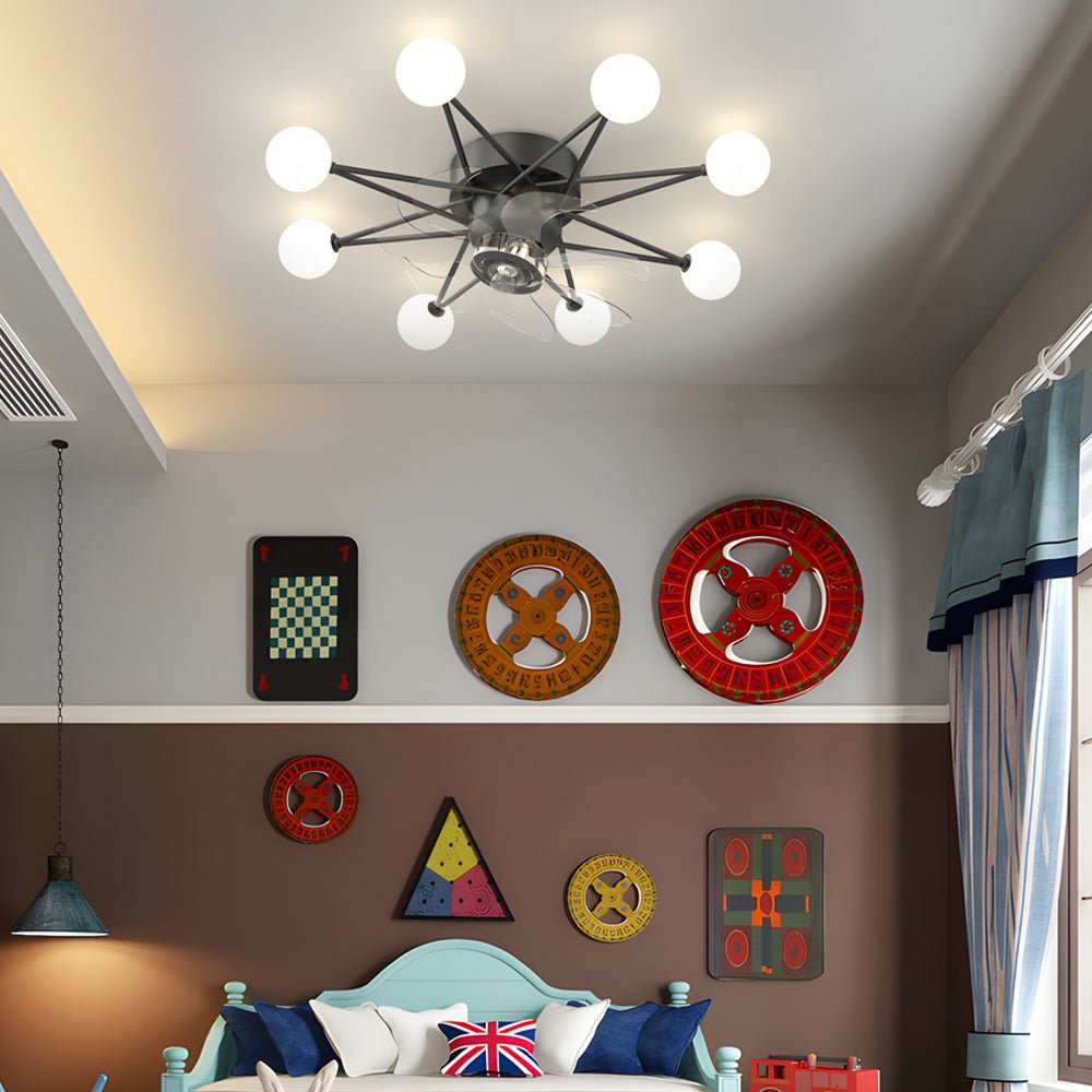 Star Sphere Modern Ceiling Fan with Light 3-Step Dimming