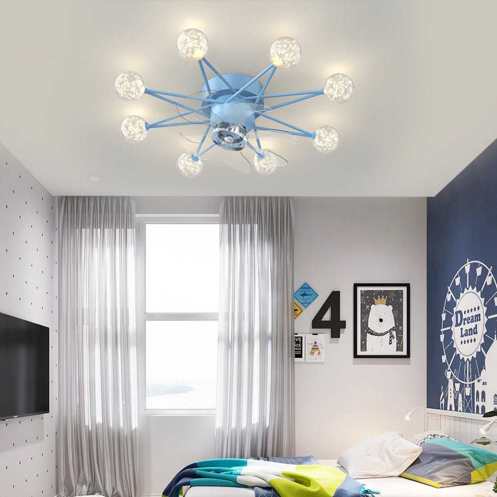 Star Sphere Modern Ceiling Fan with Light 3-Step Dimming