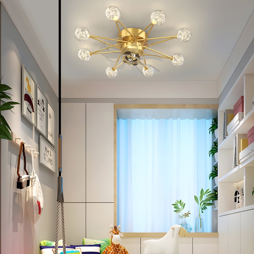 Star Sphere Modern Ceiling Fan with Light 3-Step Dimming