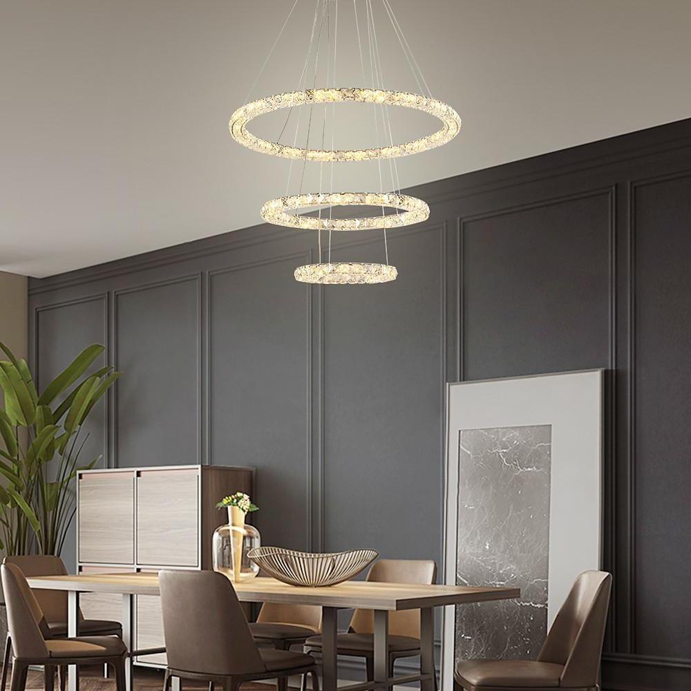 Crystal Tiered Ring Chandelier LED Pendant Light Vintage Design
