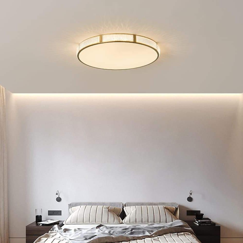 Nordic Circular Copper Flush Mount Ceiling Light with Acrylic Shade