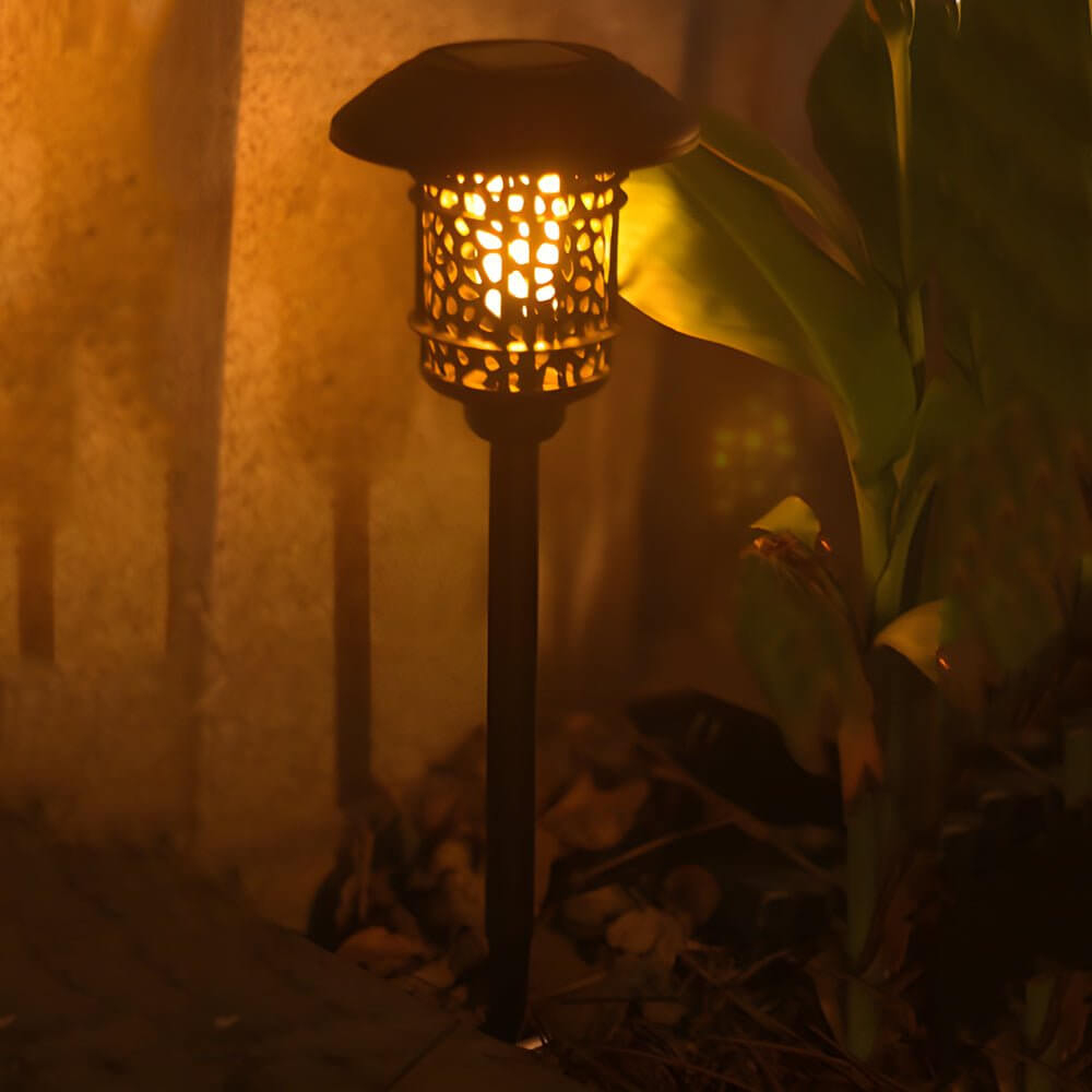 Solar Pathway Light Retro Black Flame Effect 22.4" Outdoor
